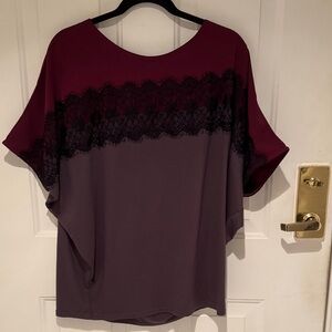Elegant Burgundy and Black Lace Women's Top